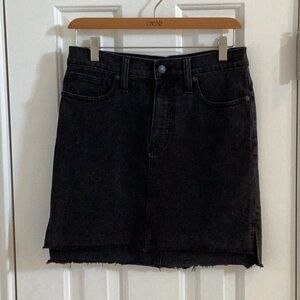 Madewell Black Denim Fringed Mini w/ Side Slits